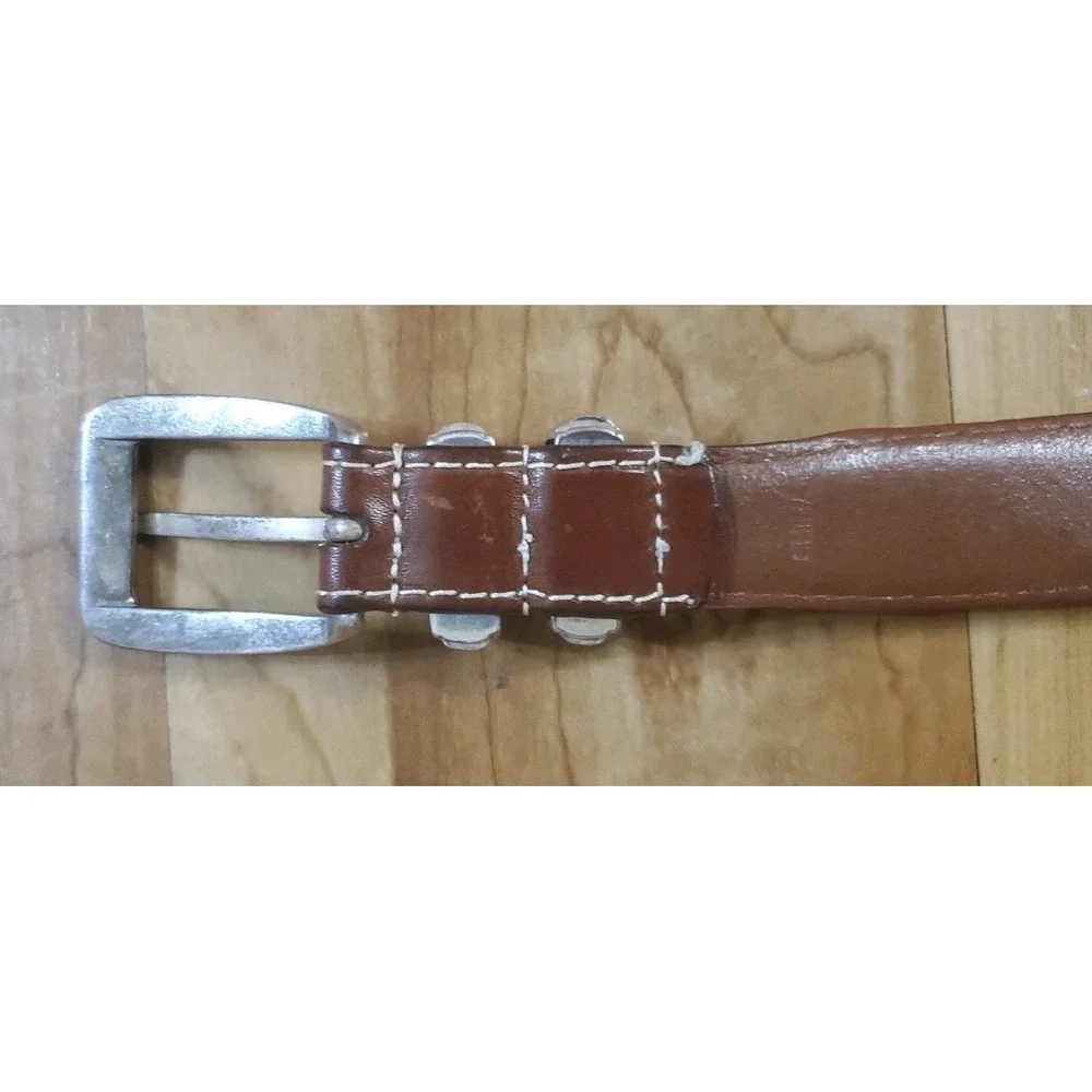 Vintage Greg Noman Brown Leather BELT Golf Shark Logo Conchos Men Size 40‎